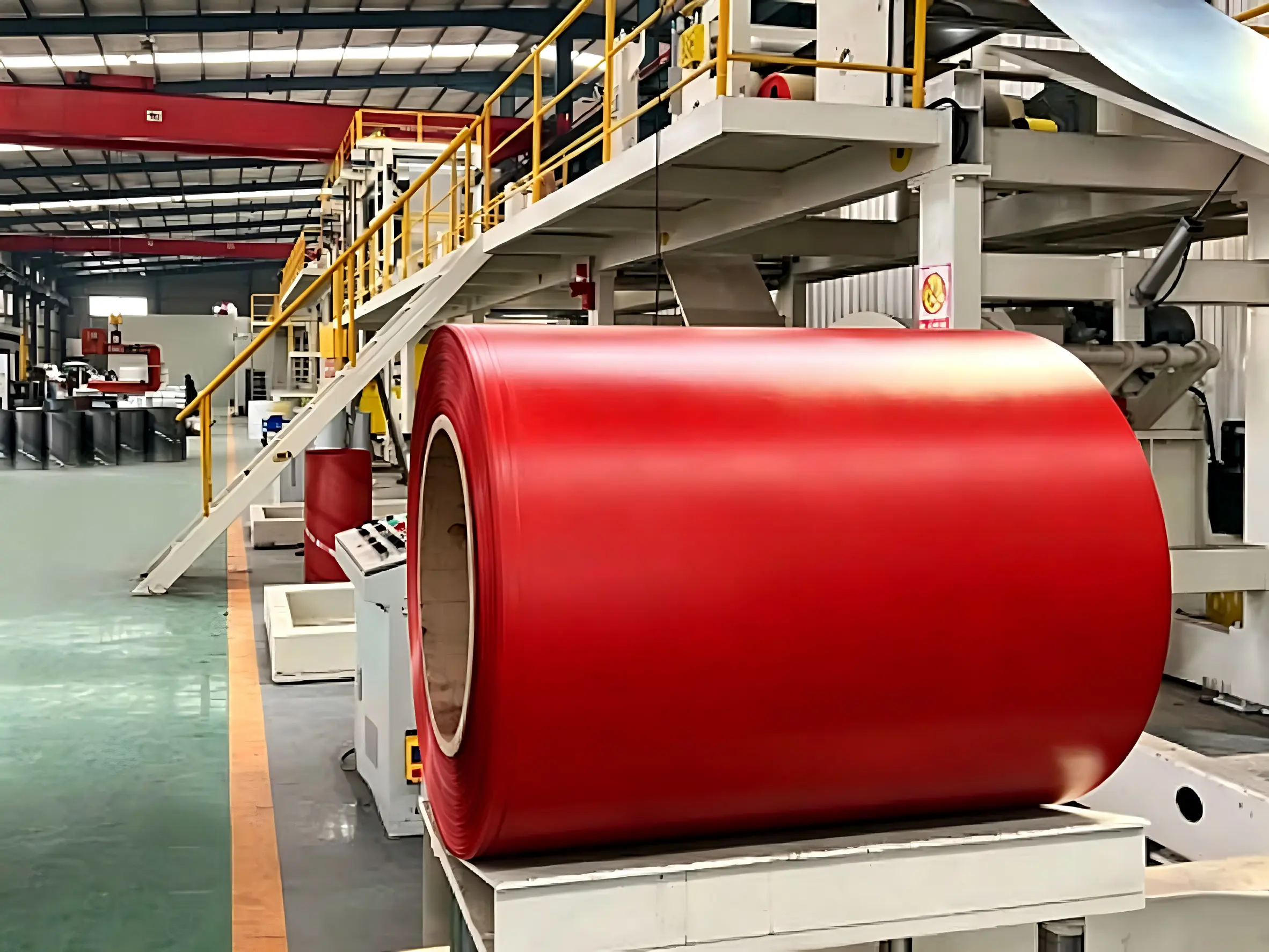 The production of red powder-coated steel coils has been completed.