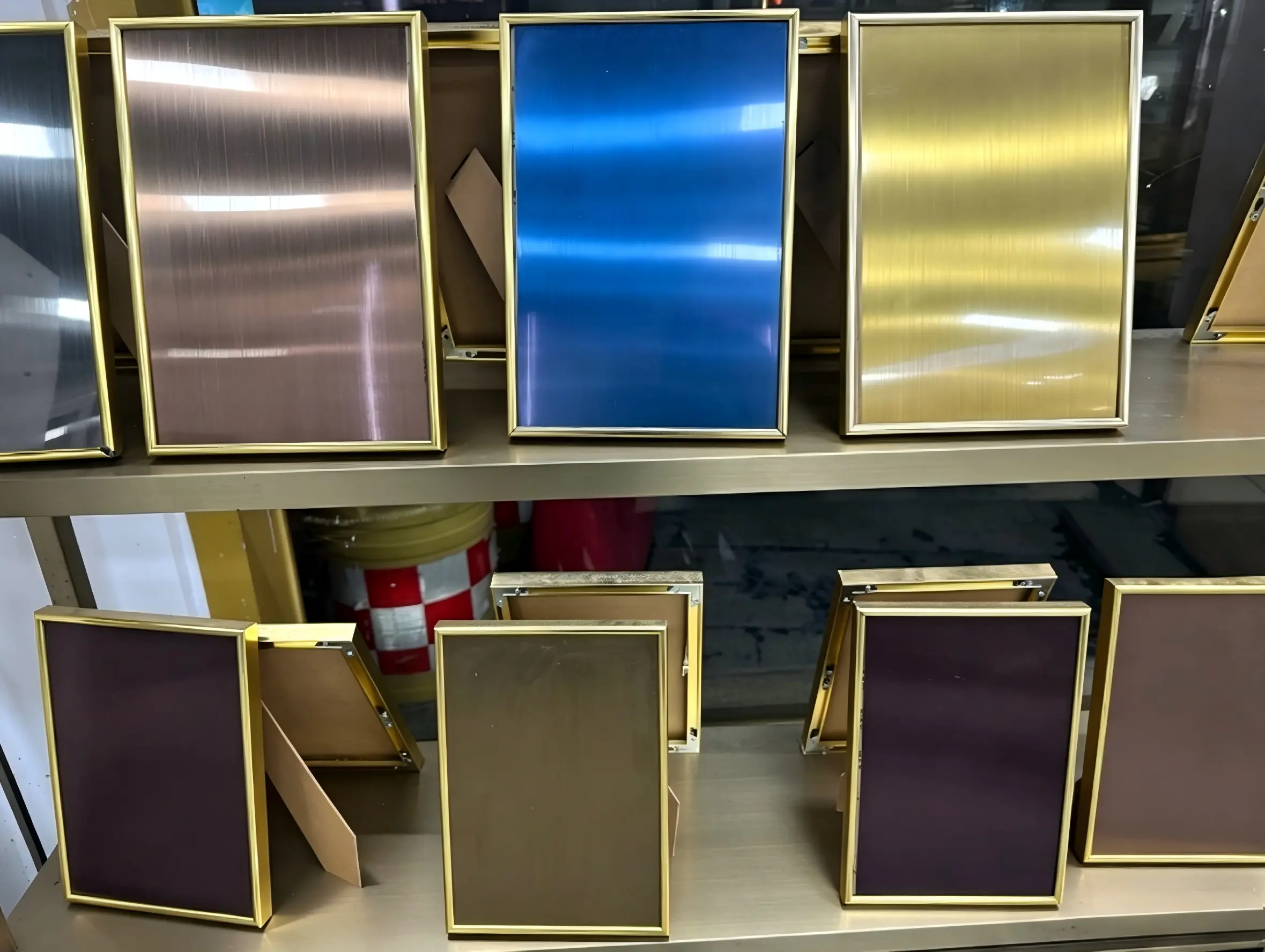 Colored stainless steel decoration.
