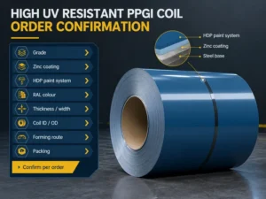 High UV resistant PPGI coil order confirmation specifications