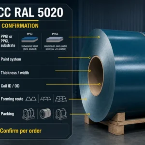 CGCC RAL 5020 PPGI or PPGL coil order confirmation specifications