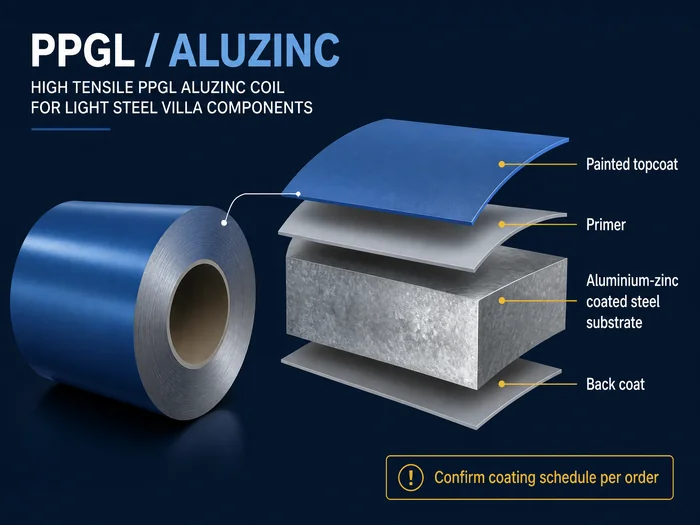 PPGL Aluzinc substrate and painted coating structure
