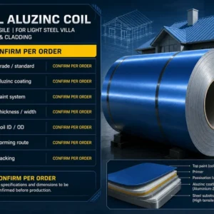 High tensile PPGL Aluzinc coil order confirmation for light steel villa roofing