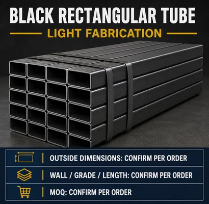 Black rectangular tube light fabrication order specification