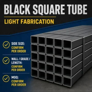 Black square tube light fabrication order specification