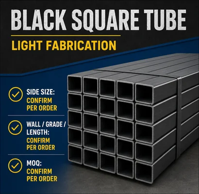 Black square tube light fabrication order specification