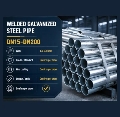 DN15-DN200 welded galvanized steel pipe order confirmation 410x400