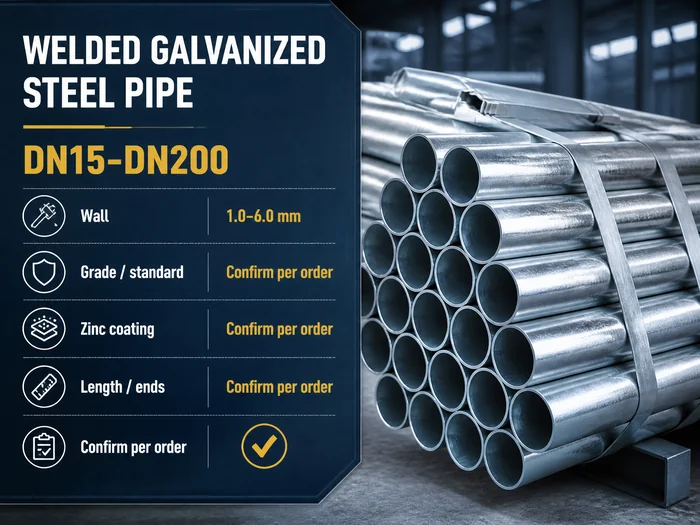 DN15-DN200 welded galvanized steel pipe order confirmation