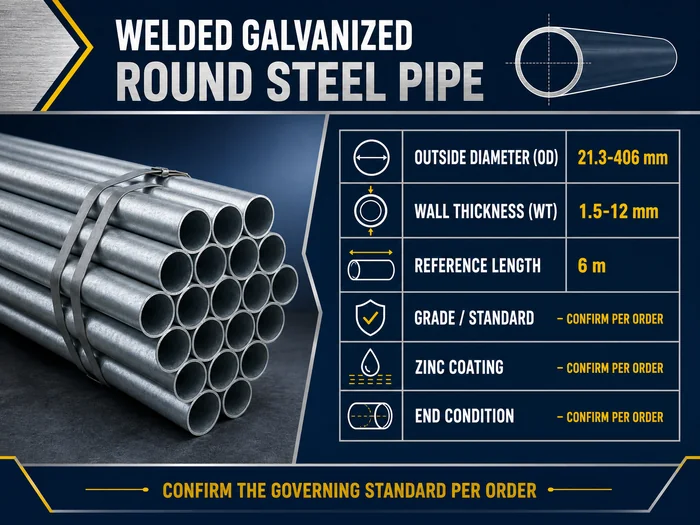 21.3-406mm welded galvanized round steel pipe order confirmation