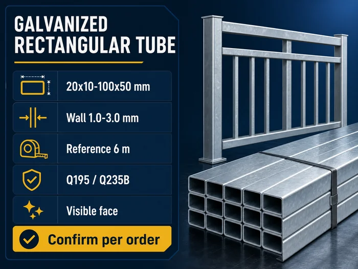Galvanized rectangular tube railing and light fabrication order confirmation
