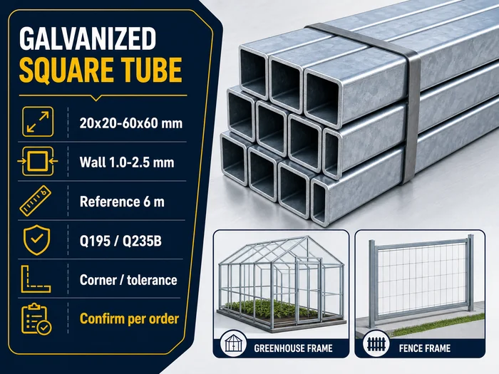 Galvanized square tube greenhouse and fence frame order confirmation