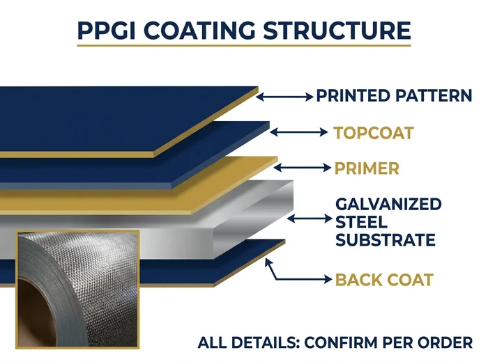 Pattern print PPGI galvanized substrate and coating structure