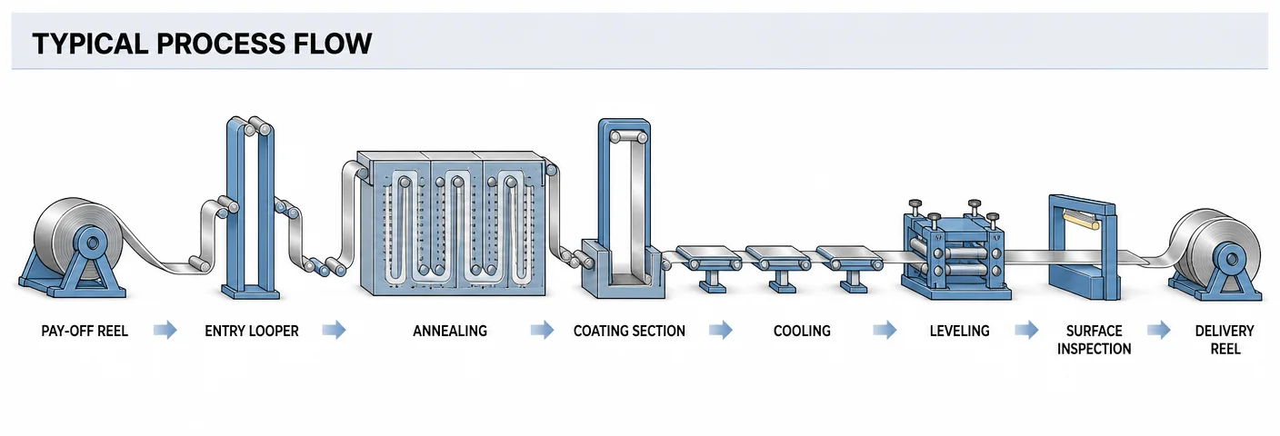 Typical Galvalume steel coil production process flow