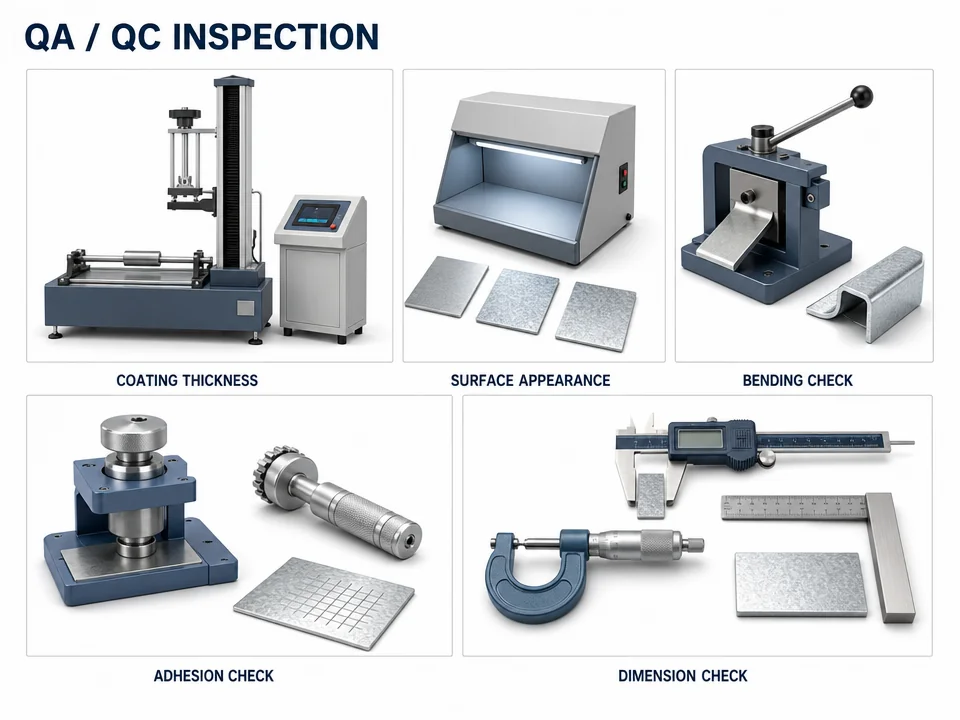 Galvalume steel coil QA and QC inspection categories
