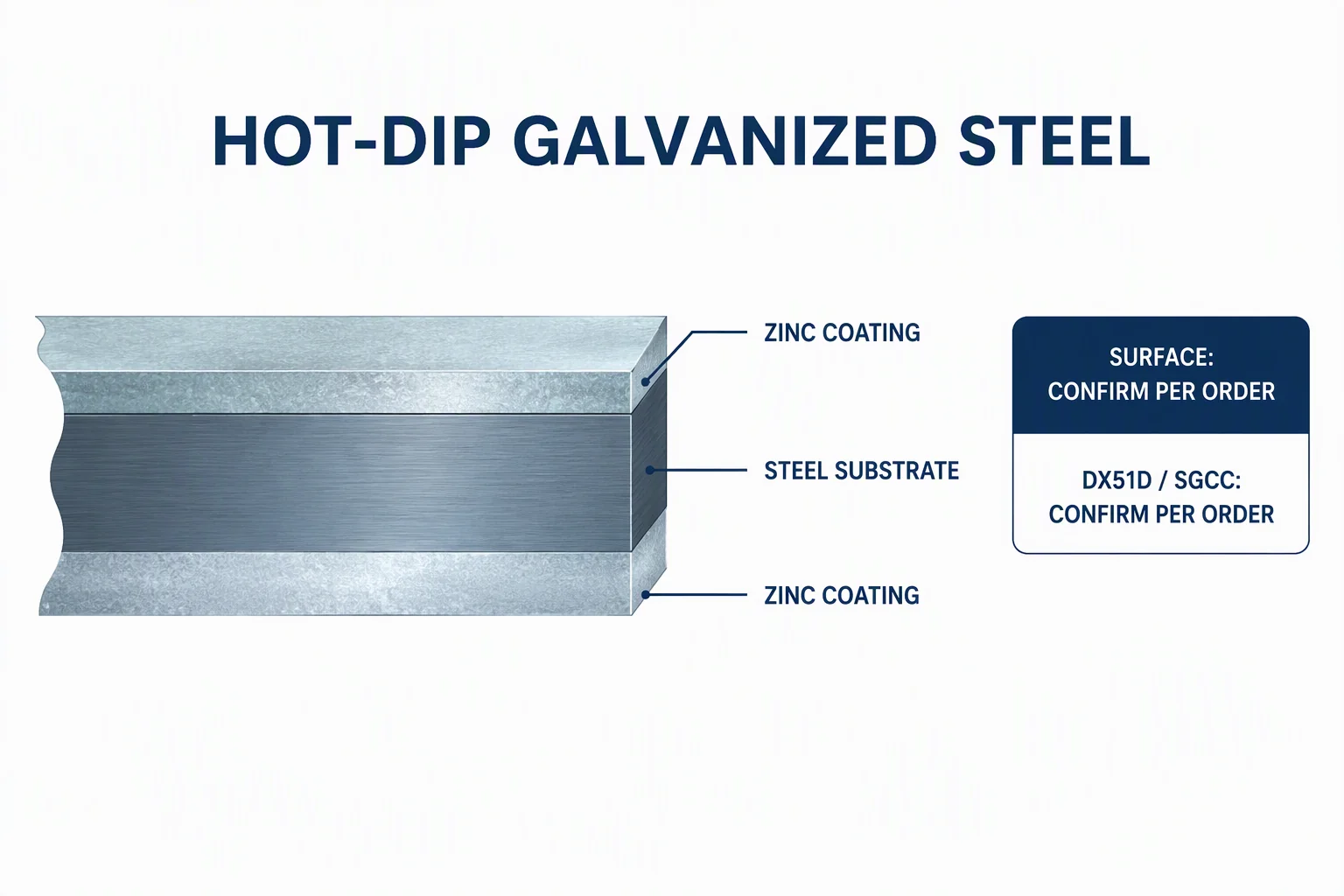 Hot-dip galvanized steel coating layer diagram