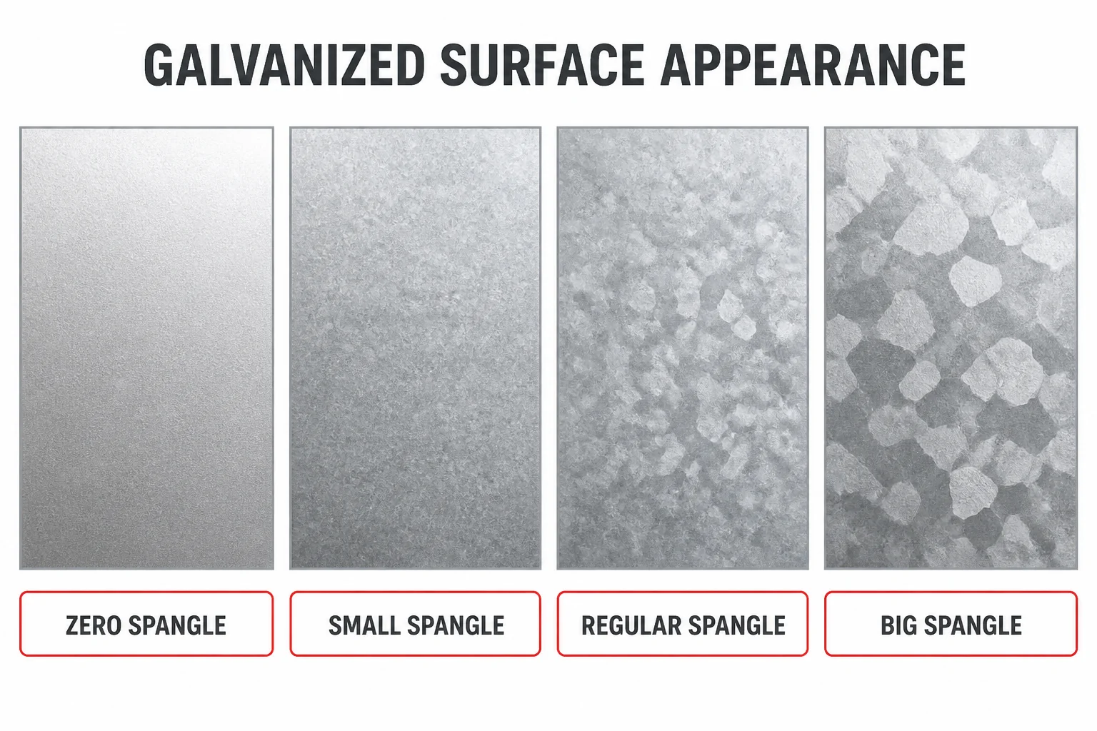 Galvanized steel surface appearance comparison