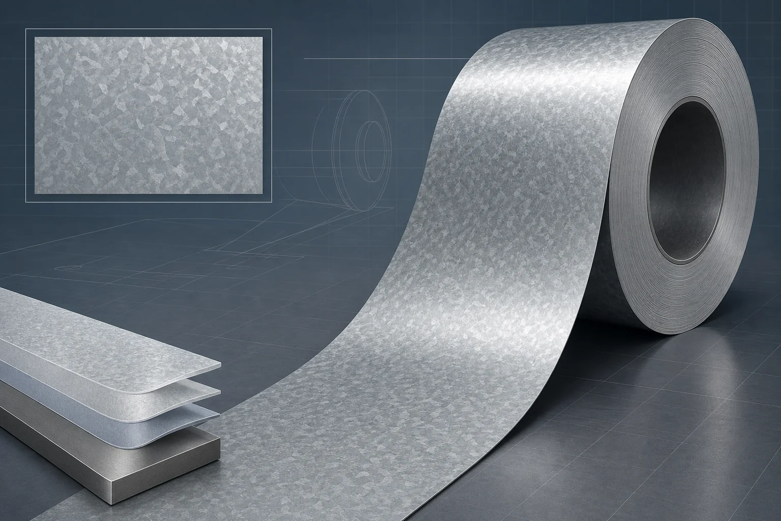 AZ120 Galvalume coating and regular spangle technical view